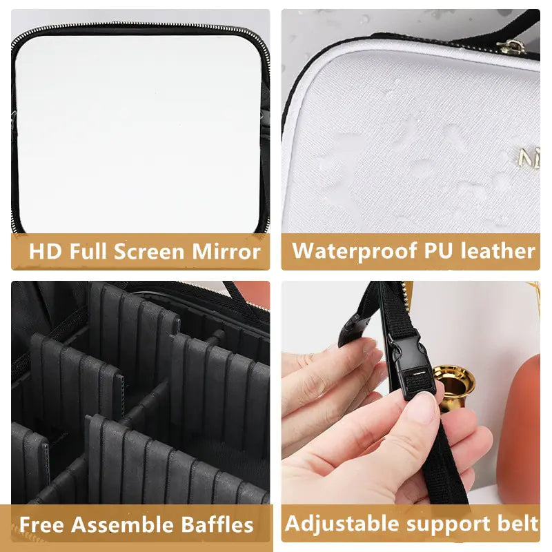 Smart LED Cosmetic Case with Mirror for travel