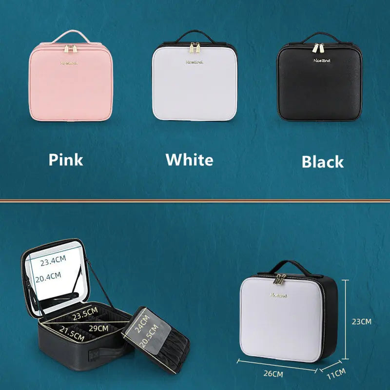 Smart LED Cosmetic Case with Mirror for travel