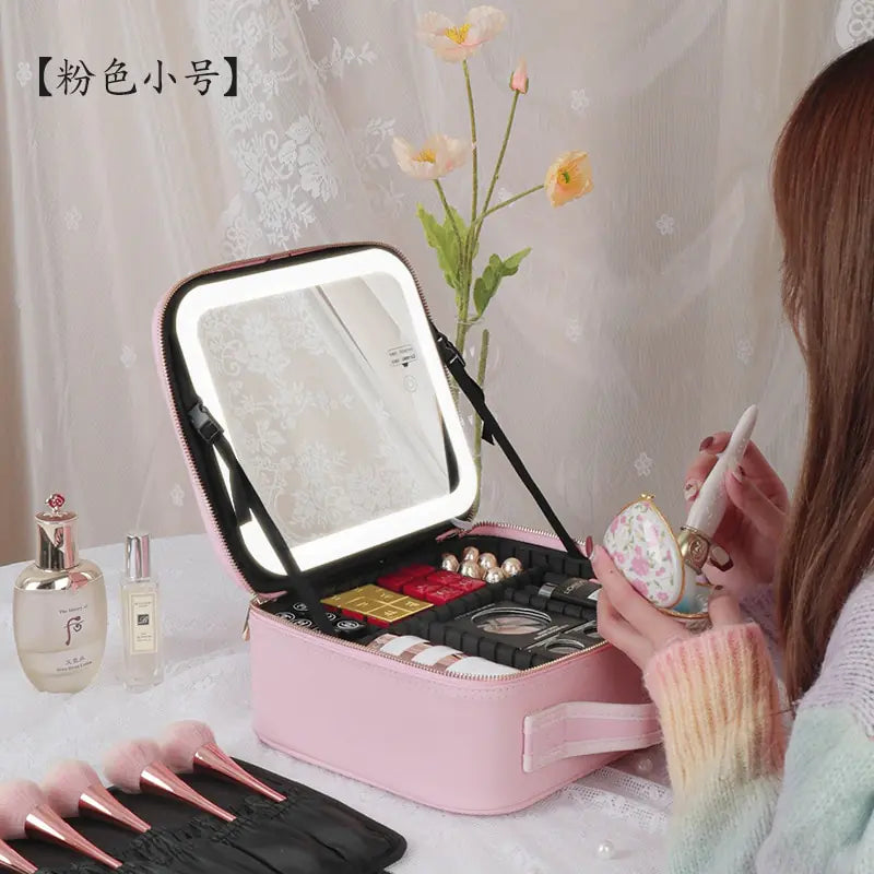 Smart LED Cosmetic Case with Mirror for travel